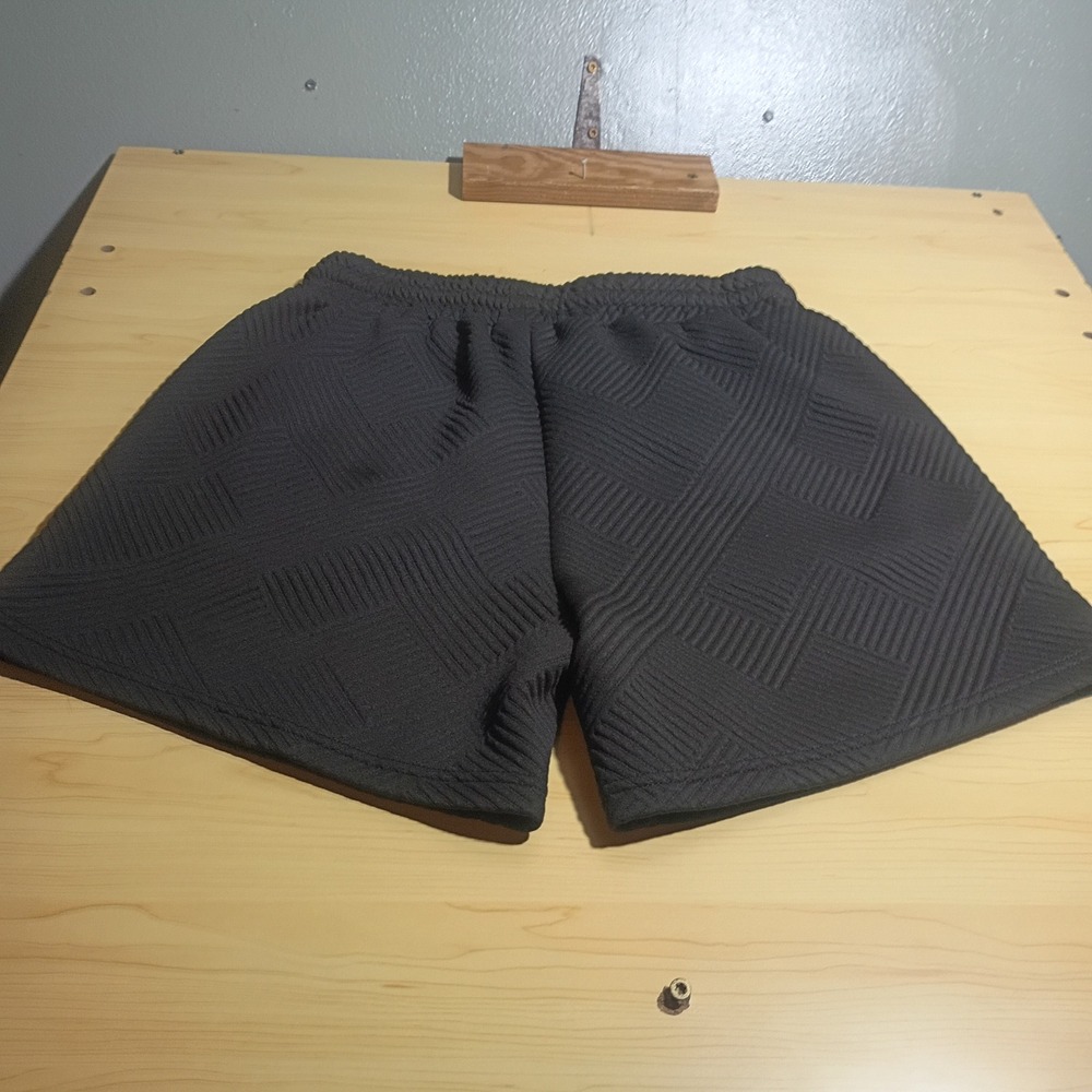 Doubletake Textured Shorts Women Size S Black Geometric Knit Drawstring Casual